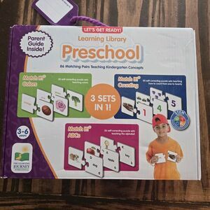 Preschool Learning Library 3 Sets Matching Puzzle Game ABC’s, Colors, Counting